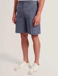 Slim Fit Linen Blend Tailored Shorts