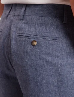 Slim Fit Linen Blend Tailored Shorts