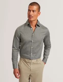 Slim Fit Micro Geometric Print Shirt