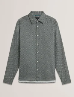 Slim Fit Micro Geometric Print Shirt