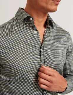 Slim Fit Micro Geometric Print Shirt