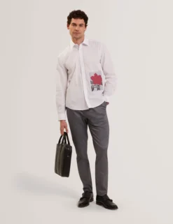 Slim Fit Stretch Cotton Twill Smart Pants