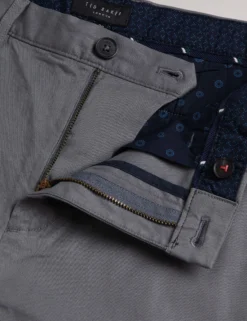 Slim Fit Textured Cotton Blend Chinos