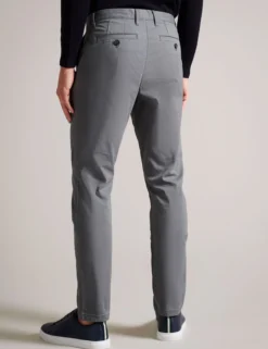 Slim Fit Textured Cotton Blend Chinos