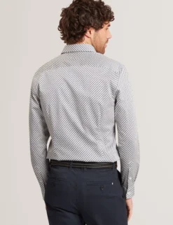 Slim Fit Tonal Geo Stretch Cotton Shirt