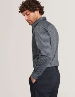 Slim Fit Tonal Geo Stretch Cotton Shirt