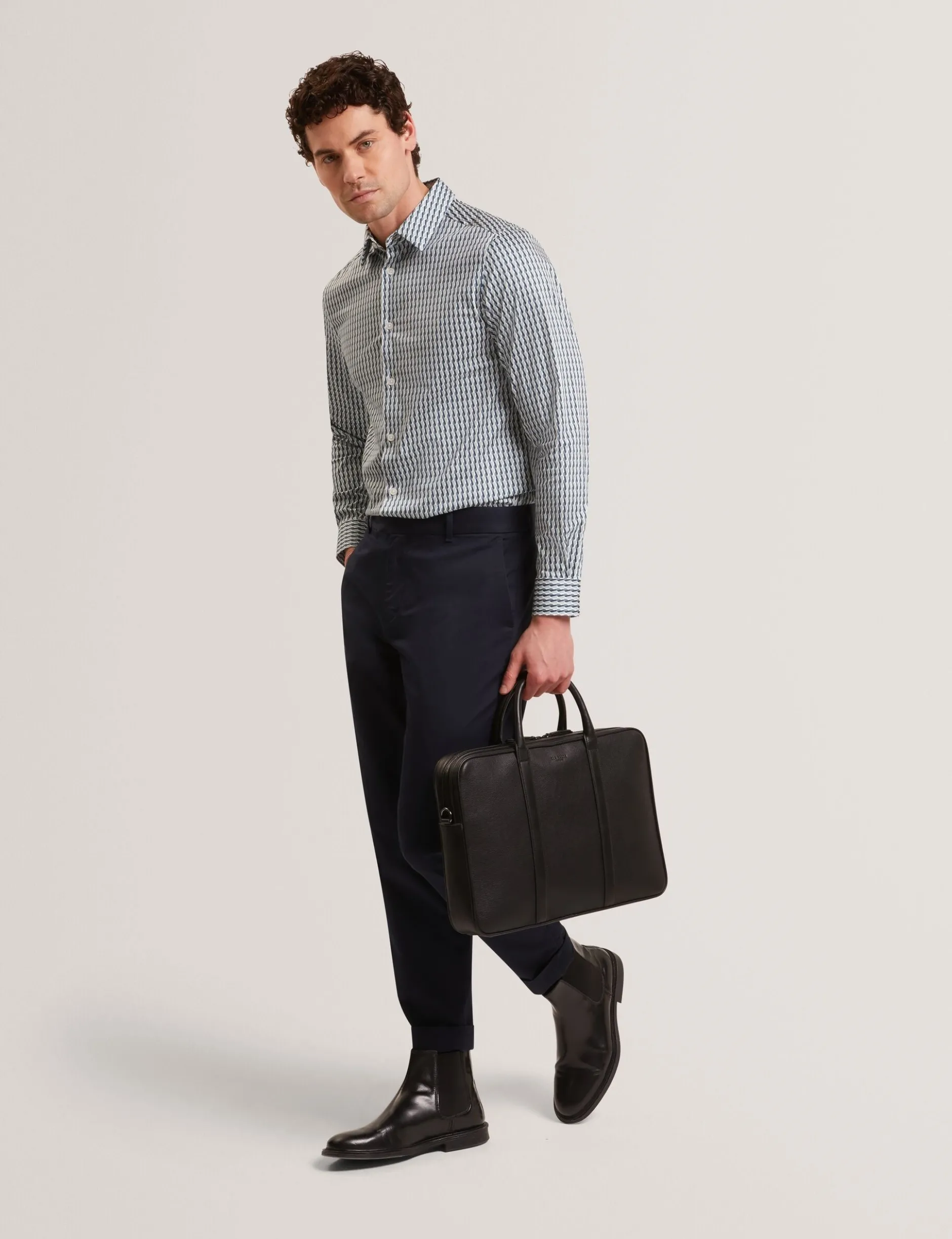Slim Geo Striped Long Sleeve Shirt
