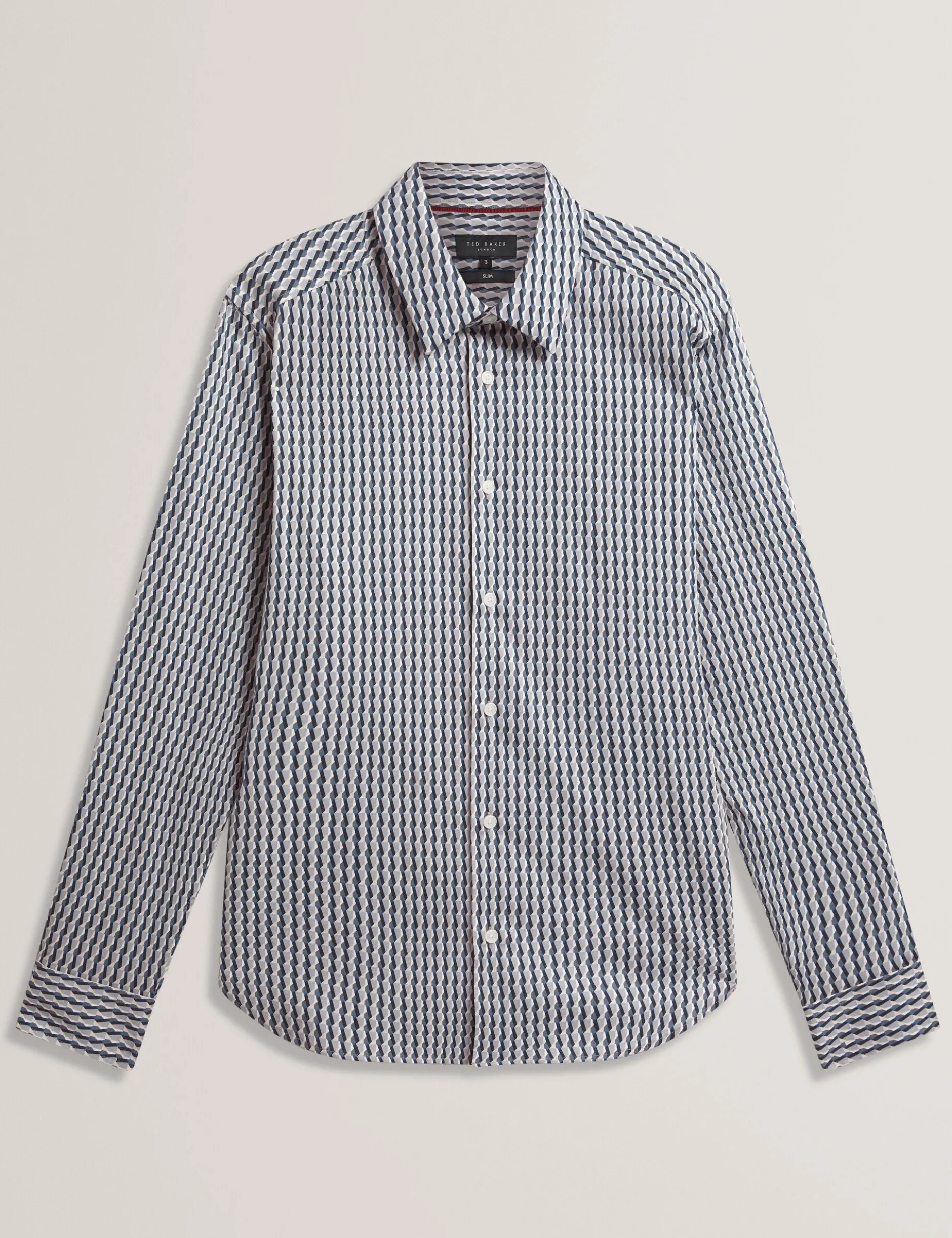 Slim Geo Striped Long Sleeve Shirt