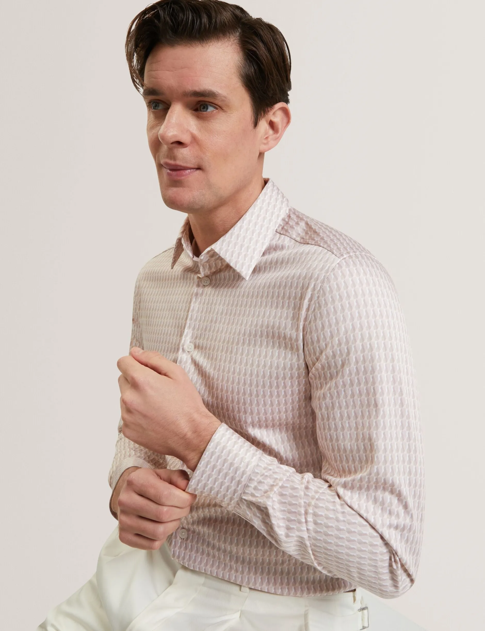 Slim Geo Striped Long Sleeve Shirt