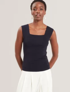 Square Neck Knitted Vest Top