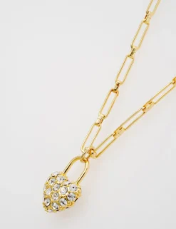 Statement Pave Crystal Padlock Pendant Necklace