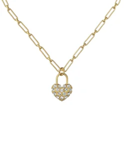 Statement Pave Crystal Padlock Pendant Necklace