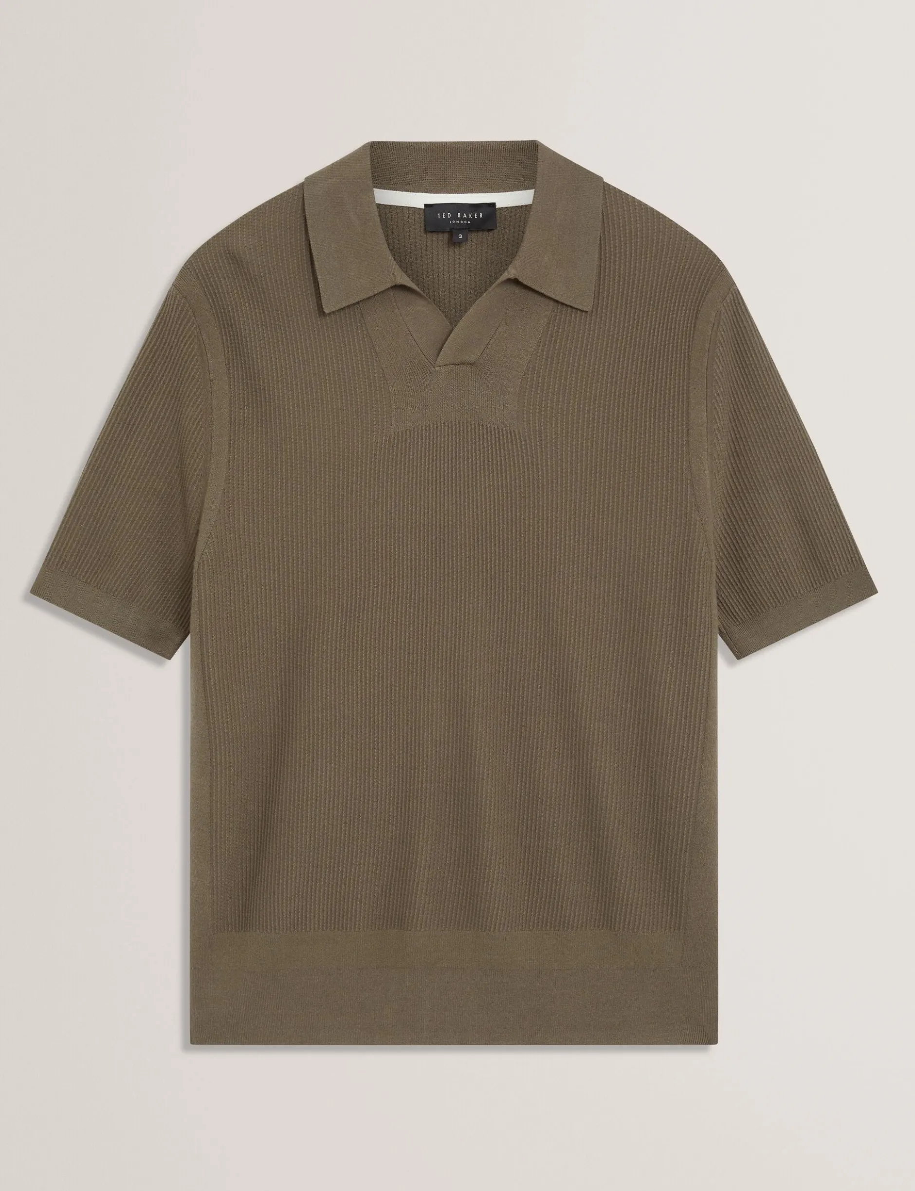 Stitched Rib Open Neck Polo Shirt