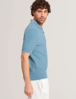 Stitched Rib Open Neck Polo Shirt