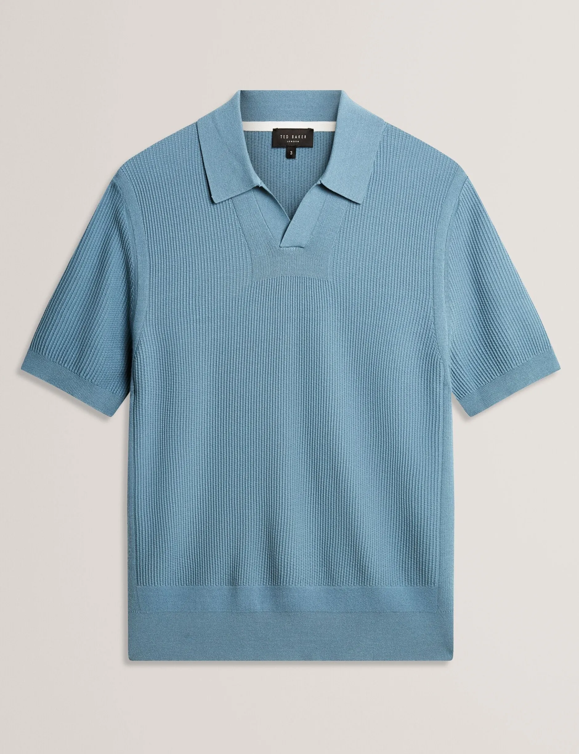 Stitched Rib Open Neck Polo Shirt