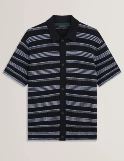 Stitched Stripe Knit Short Sleeve Shirt