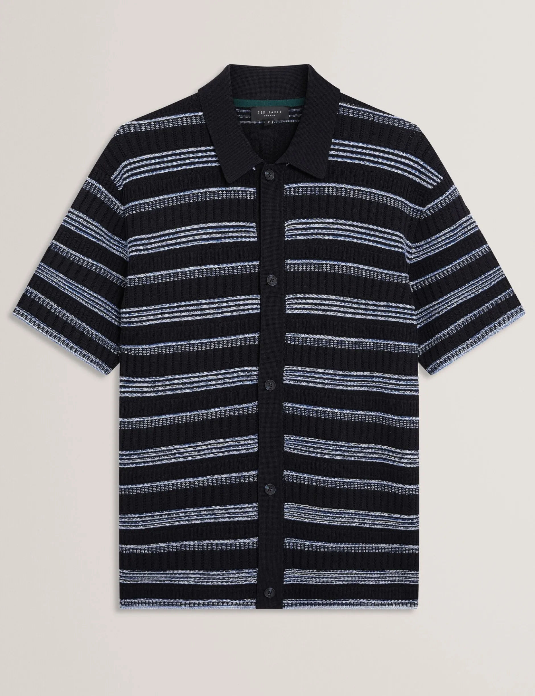 Stitched Stripe Knit Short Sleeve Shirt