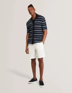 Stitched Stripe Knit Short Sleeve Shirt