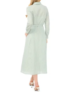 Striped Belted Midi Shirt Dress