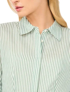 Striped Belted Midi Shirt Dress