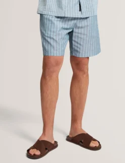 Striped Cotton Linen Pull-On Shorts