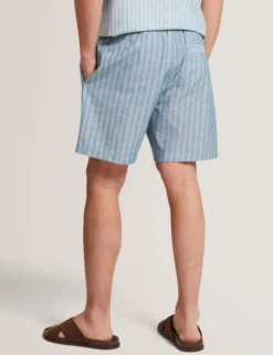 Striped Cotton Linen Pull-On Shorts