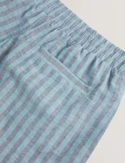 Striped Cotton Linen Pull-On Shorts