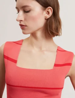 Striped Knit Square Neck Sleeveless Top