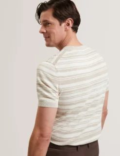 Striped Linen Blend Knitted T-Shirt