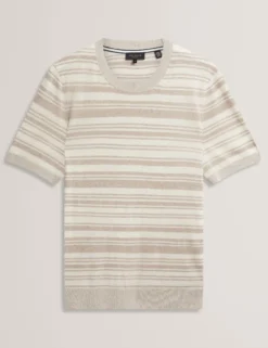 Striped Linen Blend Knitted T-Shirt