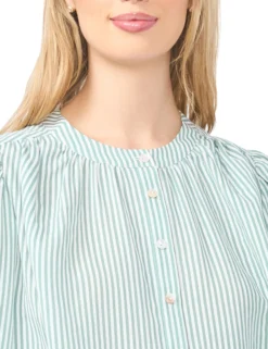 Striped Puff Long Sleeve Blouse