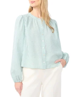 Striped Puff Long Sleeve Blouse