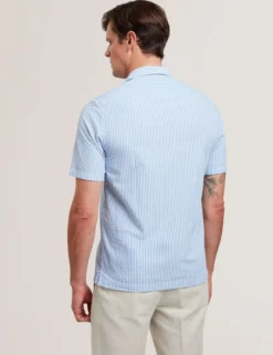 Striped Seersucker Relaxed Cotton Shirt