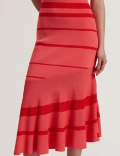 Striped Square Neck Flippy Midi Dress