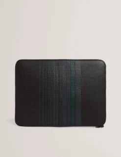 Striped Woven Leather 13-Inch Laptop Sleeve