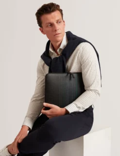 Striped Woven Leather 13-Inch Laptop Sleeve