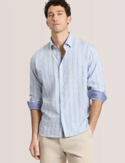 Striped Woven Long Sleeve Shirt