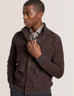 Suede Button Front Jacket