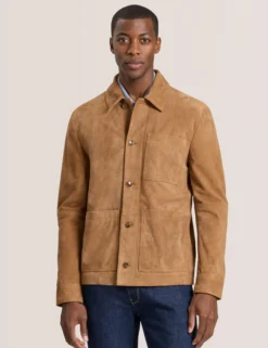 Suede 3-Pocket Button Front Jacket