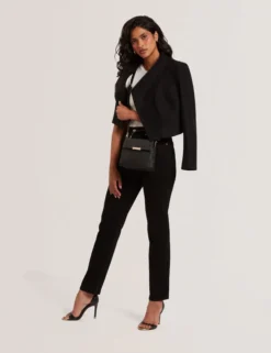 Tailored Cropped Wool Wrap Jacket