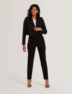 Tailored Cropped Wool Wrap Jacket