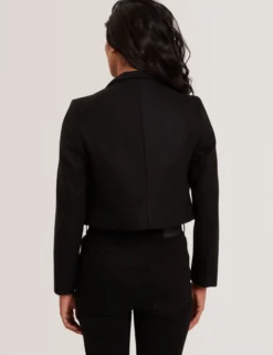 Tailored Cropped Wool Wrap Jacket