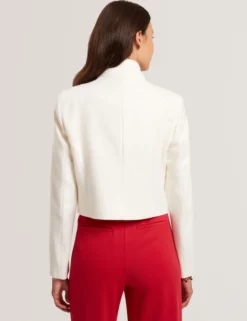 Tailored Cropped Wool Wrap Jacket