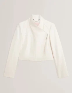 Tailored Cropped Wool Wrap Jacket