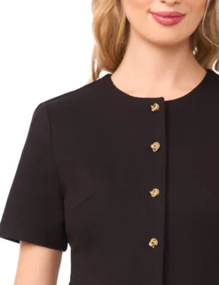 Tailored Drop Waist Buttoned Mini Dress