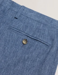 Tailored Linen Blend Slim Fit Pants