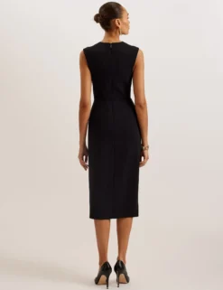 Tailored Sleeveless Midi Dress With Front Split