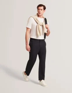 Tapered Leg Cotton Stretch Twill Pants
