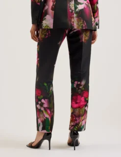 Tapered Leg Floral Print Tailored Trousers