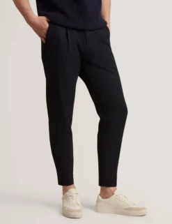 Tapered Leg Stretch Waist Woven Pants